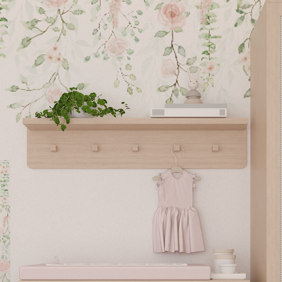 Prateleira Nord Com Ganchos - Carvalho