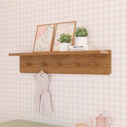 Prateleira Nord Com Ganchos - Freijó