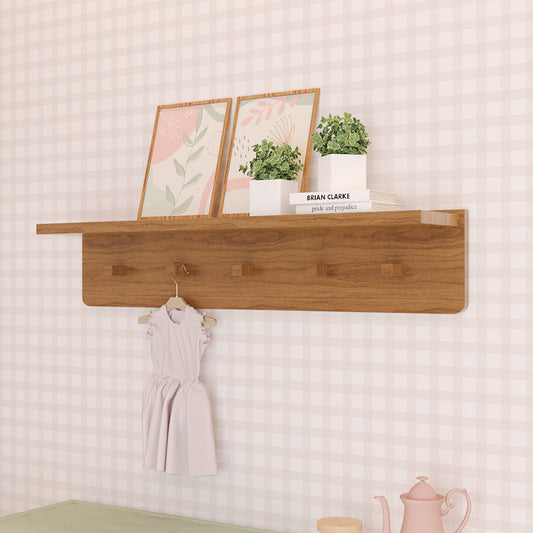 Prateleira Nord Com Ganchos - Freijó