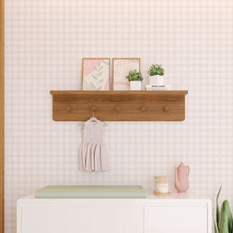 Prateleira Nord Com Ganchos - Freijó