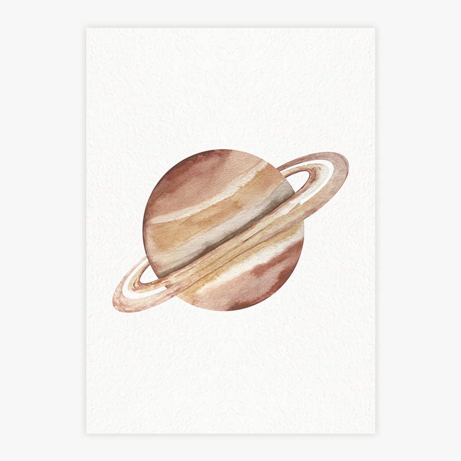 Quadro Infantil Saturno Coral - Vertical