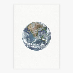 Quadro Infantil Planeta Terra Azul - Vertical