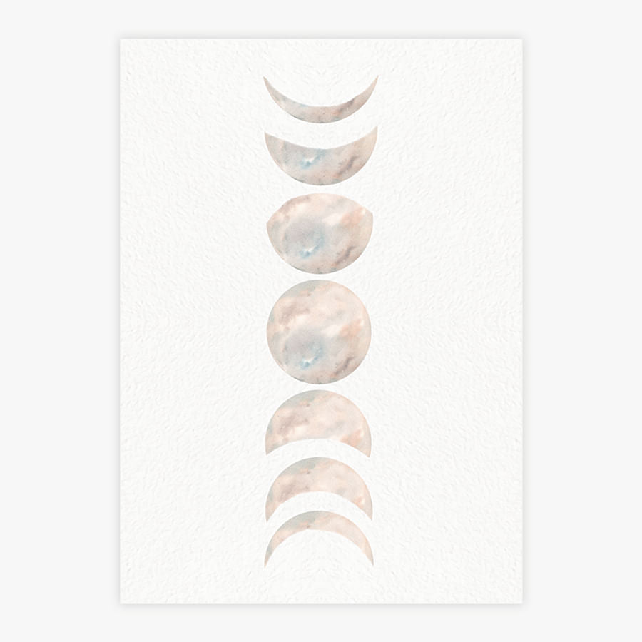 Quadro Infantil Fases da Lua Bege - Vertical