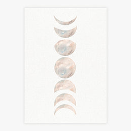 Quadro Infantil Fases da Lua Bege - Vertical