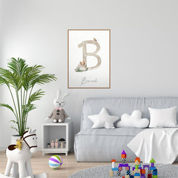 Quadro Infantil Inicial Esquilo na Floresta Verde - Vertical