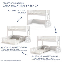 Cama Infantil Mezanino Fazenda - Branco