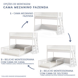 Cama Infantil Mezanino Fazenda - Branco