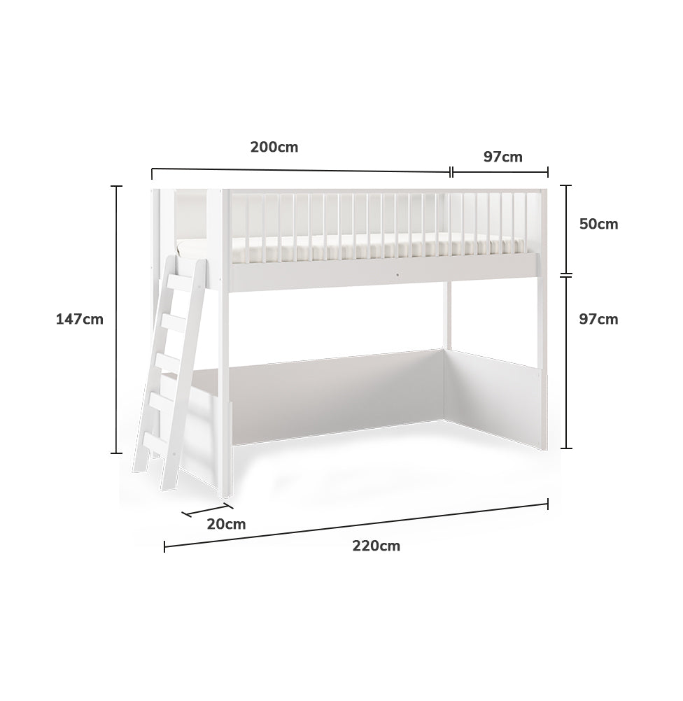 Cama Infantil Mezanino Fazenda - Branco