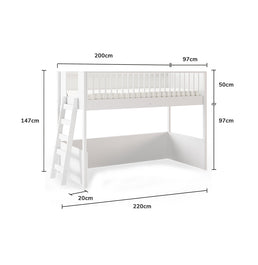 Cama Infantil Mezanino Fazenda - Branco