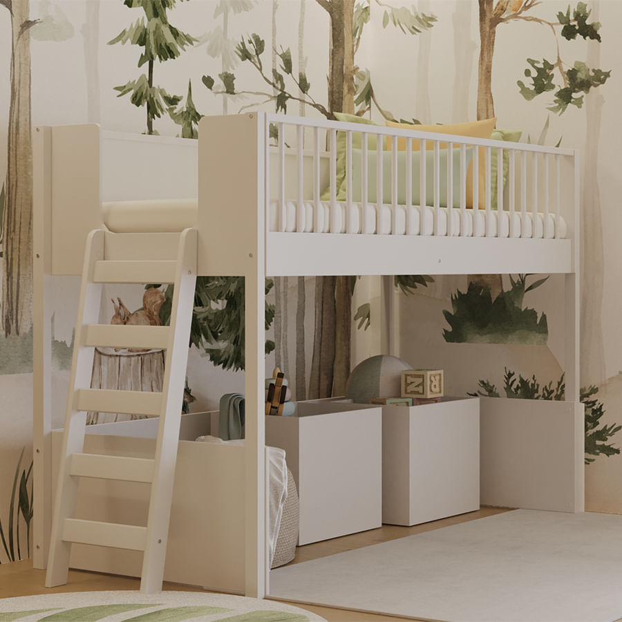 Cama Infantil Mezanino Fazenda - Branco
