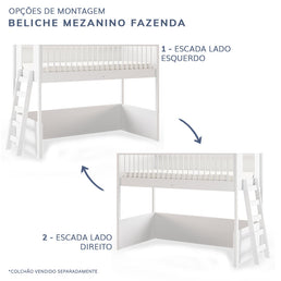 Cama Infantil Mezanino Fazenda - Branco