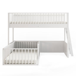 Beliche Infantil Montessoriana Com Cama de Solteiro Fazenda - Branco