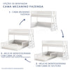 Beliche Infantil Montessoriana Com Cama de Solteiro Fazenda - Branco