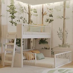 Beliche Infantil Montessoriana Com Cama de Casal Fazenda - Branco