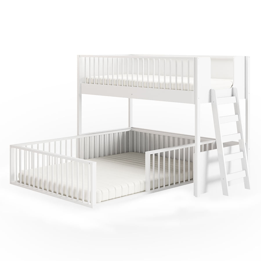 Beliche Infantil Montessoriana Com Cama de Casal Fazenda - Branco