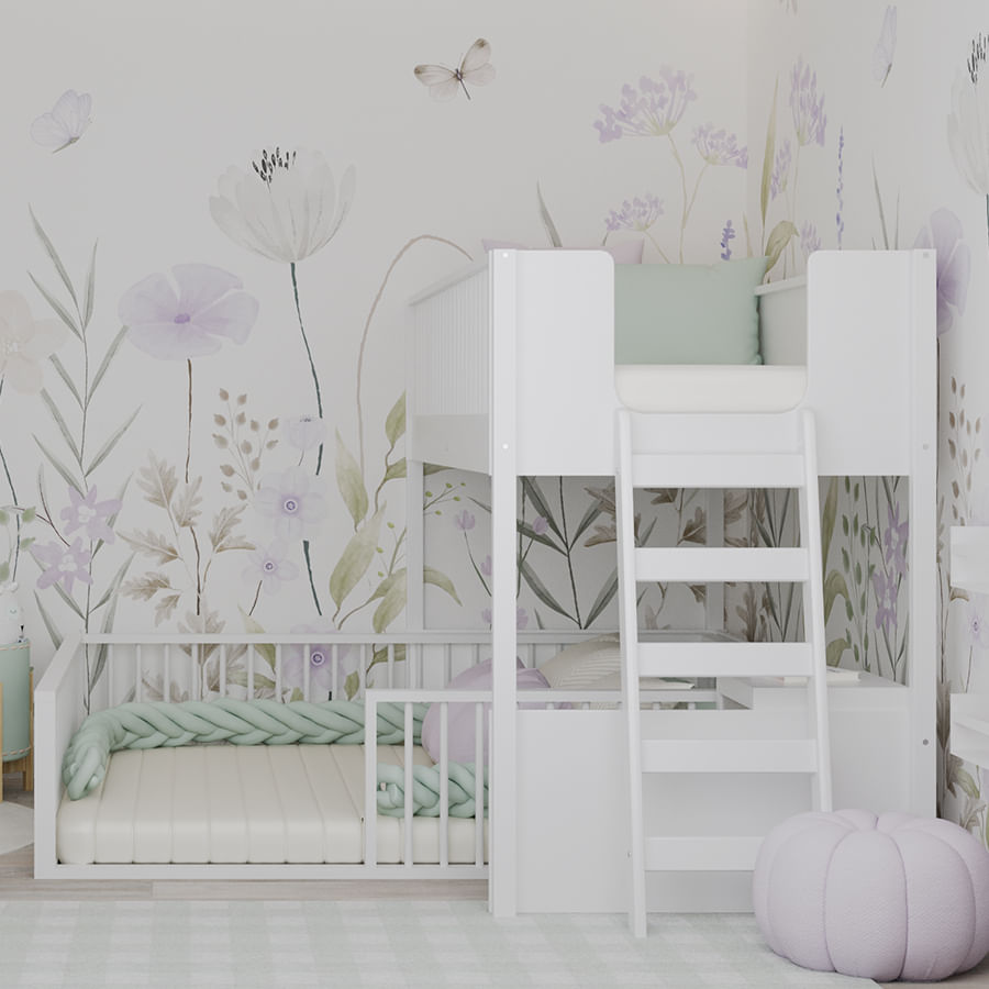 Beliche Infantil Montessoriana Com Cama de Casal Fazenda - Branco