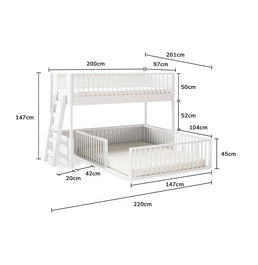 Beliche Infantil Montessoriana Com Cama de Casal Fazenda - Branco