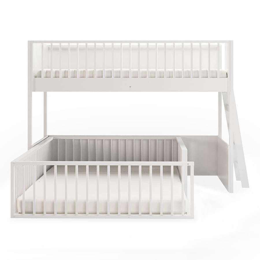 Beliche Infantil Montessoriana Com Cama de Casal Fazenda - Branco