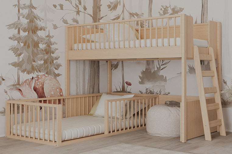 Beliche Infantil Montessoriana Com Cama de Solteiro Fazenda - Carvalho