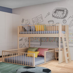 Beliche Infantil Montessoriana Com Cama de Casal Fazenda - Carvalho