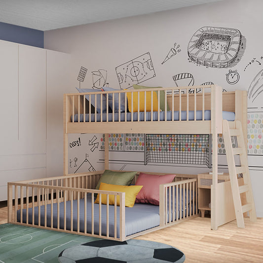 Beliche Infantil Montessoriana Com Cama de Casal Fazenda - Carvalho