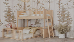 Beliche Infantil Montessoriana Com Cama de Casal Fazenda - Carvalho