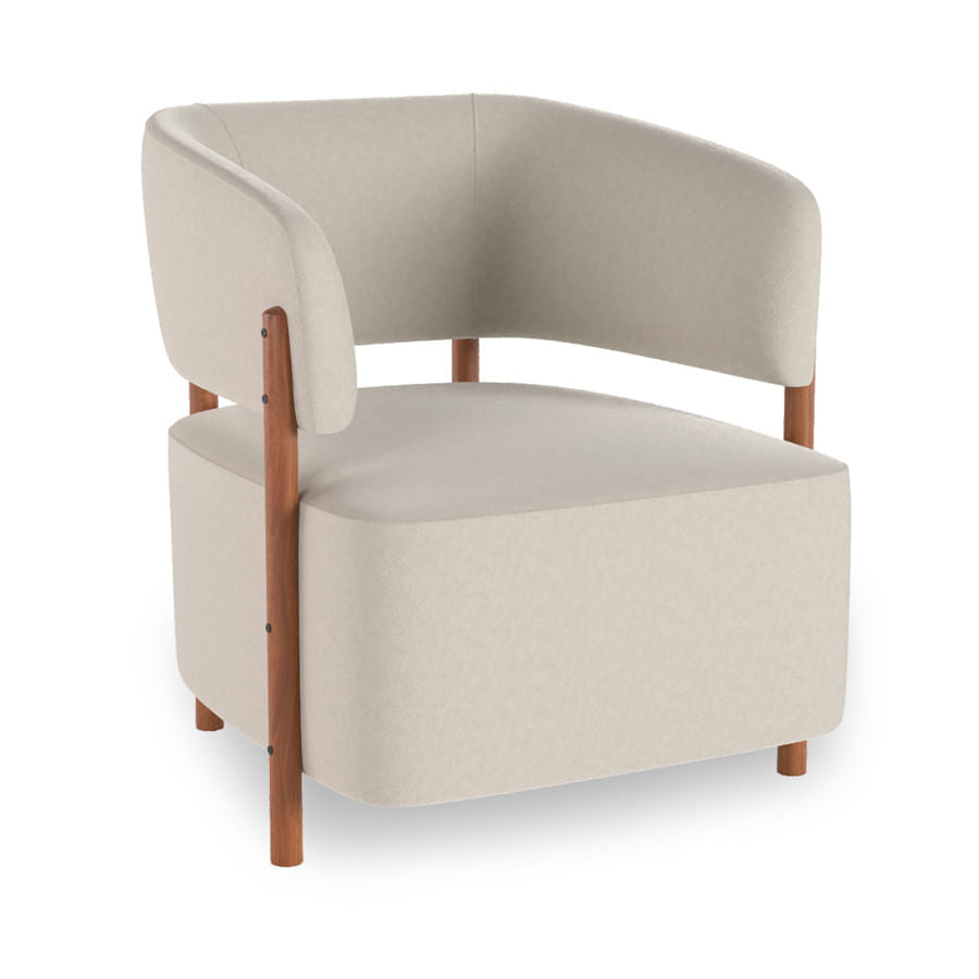 Poltrona Cora Pé Madeira Mel - Cru