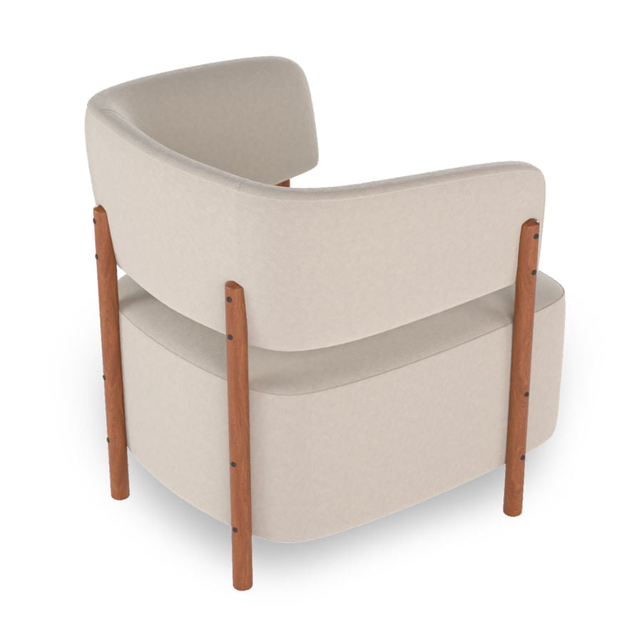 Poltrona Cora Pé Madeira Mel - Cru