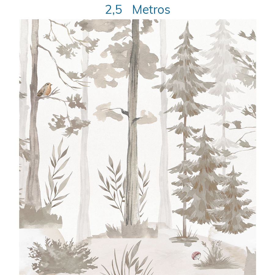 Papel de Parede Infantil Árvores Aquarela Bege - Mural