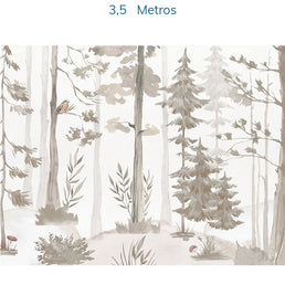 Papel de Parede Infantil Árvores Aquarela Bege - Mural