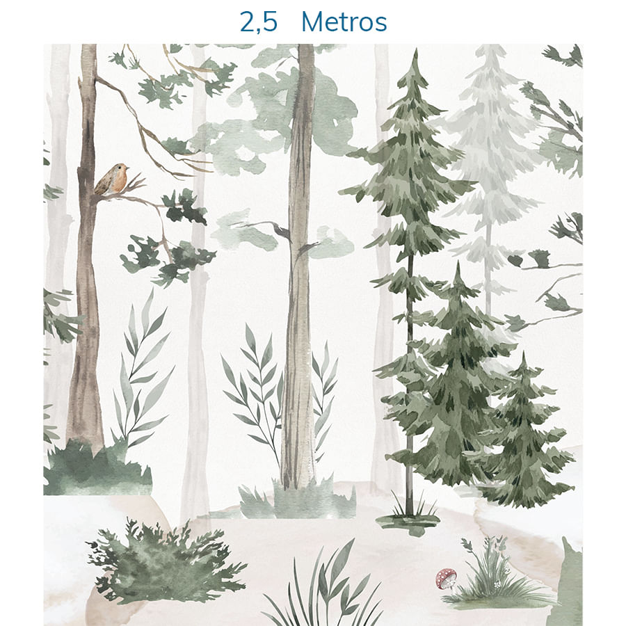 Papel de Parede Infantil Árvores Aquarela Verde - Mural