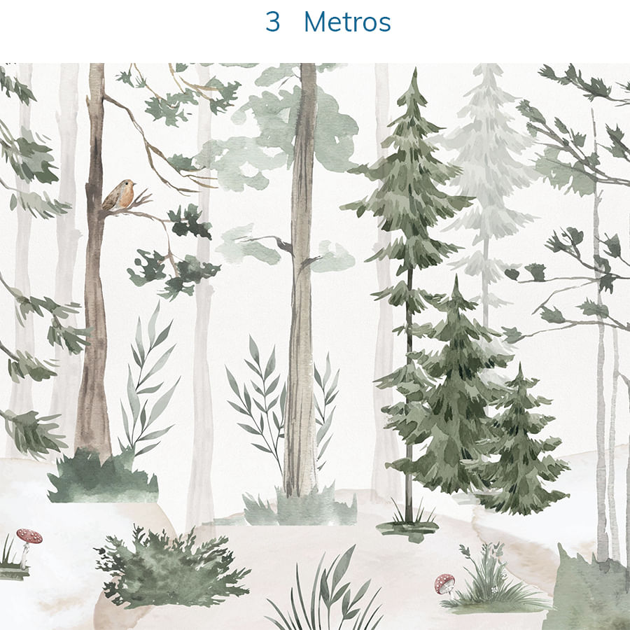 Papel de Parede Infantil Árvores Aquarela Verde - Mural