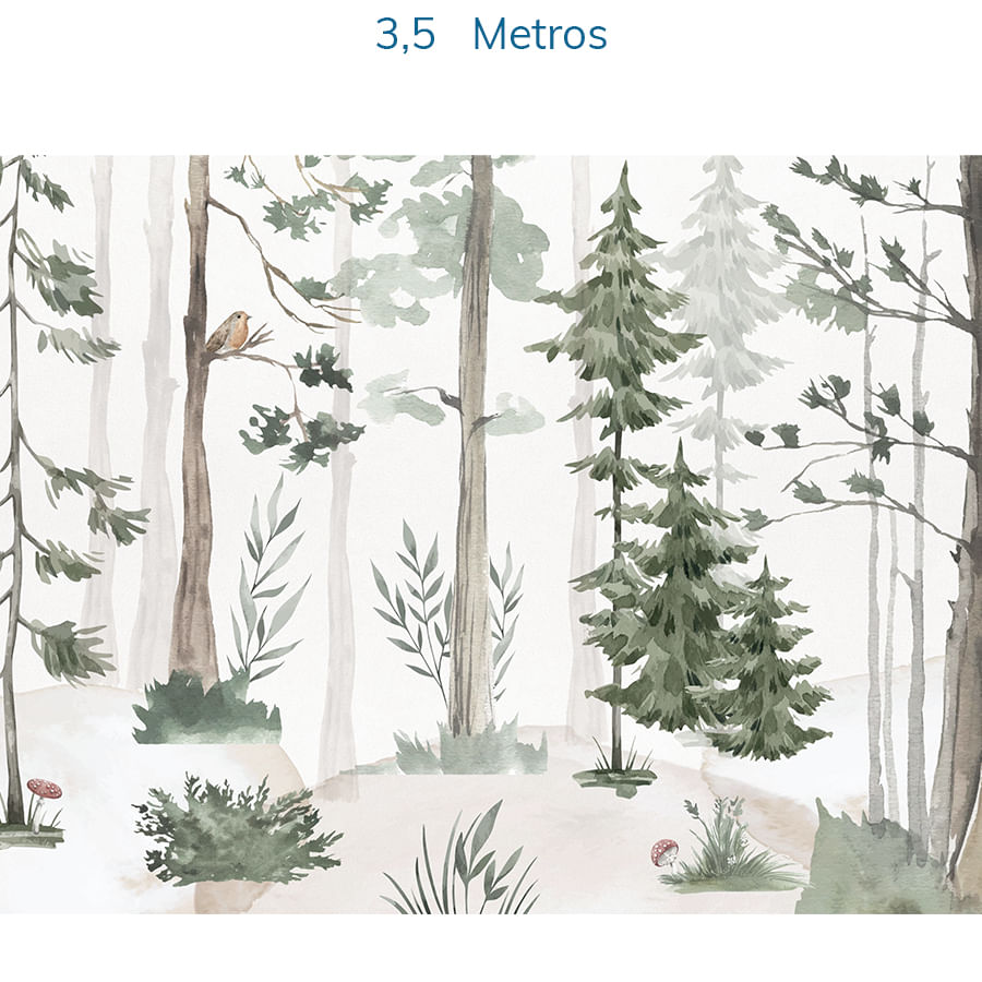 Papel de Parede Infantil Árvores Aquarela Verde - Mural