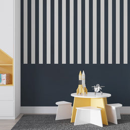 Papel de Parede Infantil Listra Com Meia Parede Aquarela Marinho - Mural