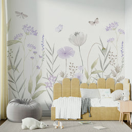 Papel de Parede Infantil Jardim Do Outono Lilás - Mural