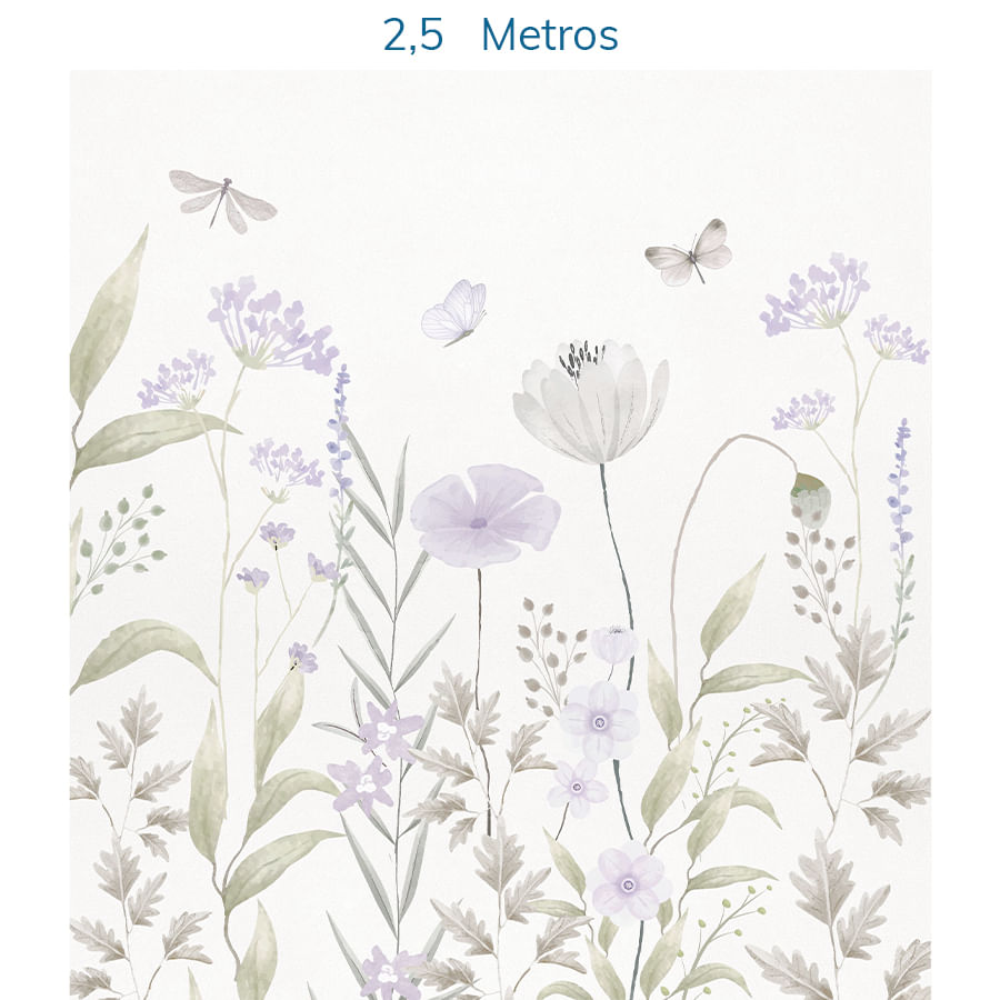 Papel de Parede Infantil Jardim Do Outono Lilás - Mural