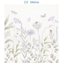 Papel de Parede Infantil Jardim Do Outono Lilás - Mural