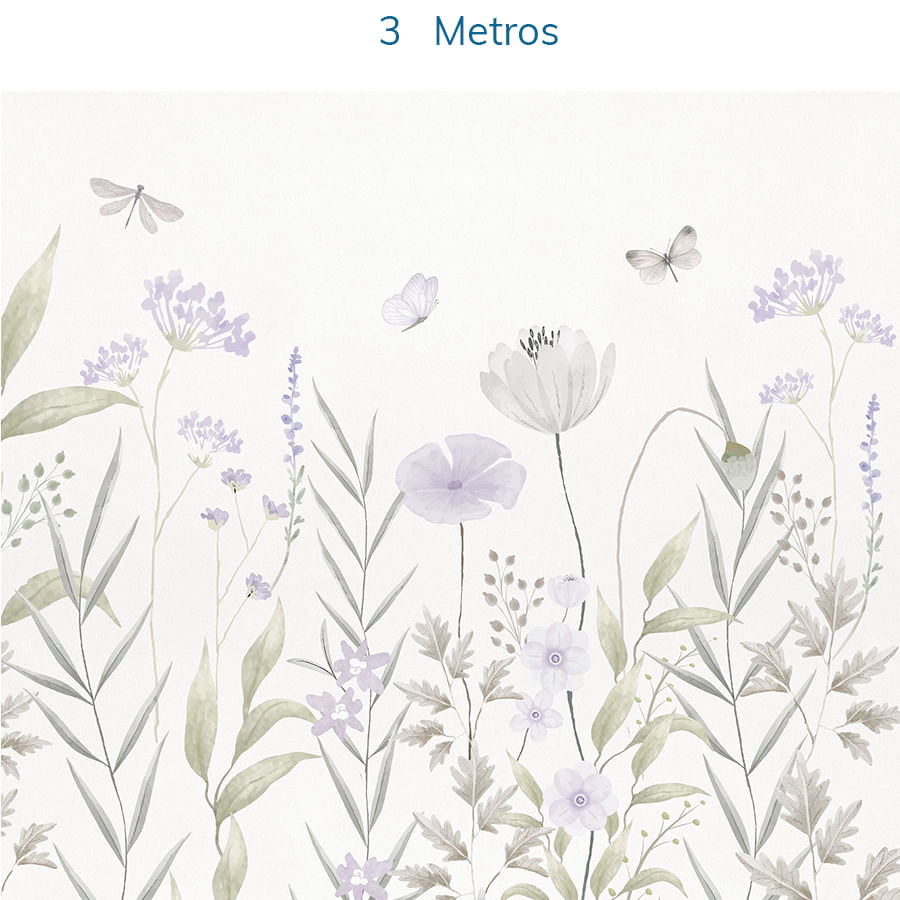 Papel de Parede Infantil Jardim Do Outono Lilás - Mural