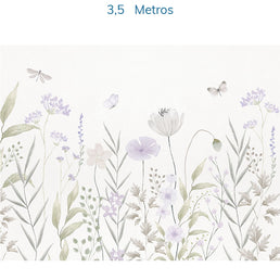 Papel de Parede Infantil Jardim Do Outono Lilás - Mural