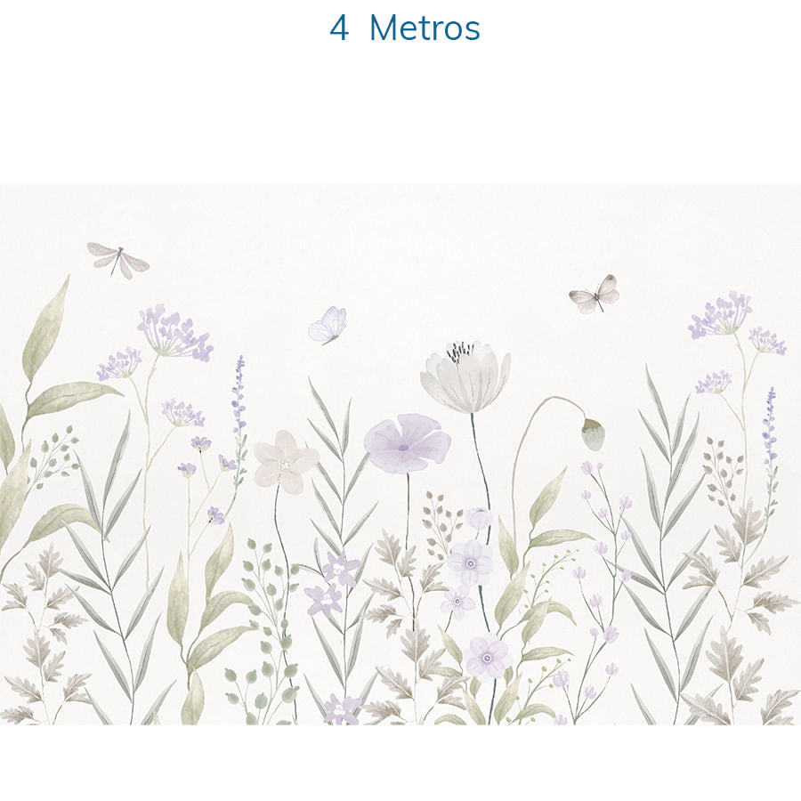 Papel de Parede Infantil Jardim Do Outono Lilás - Mural