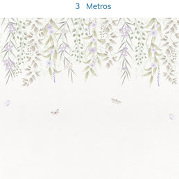 Papel de Parede Infantil Jardim Suspenso do Outono Lilás - Mural