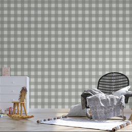 Papel de Parede Infantil Xadrez Médio - Cinza