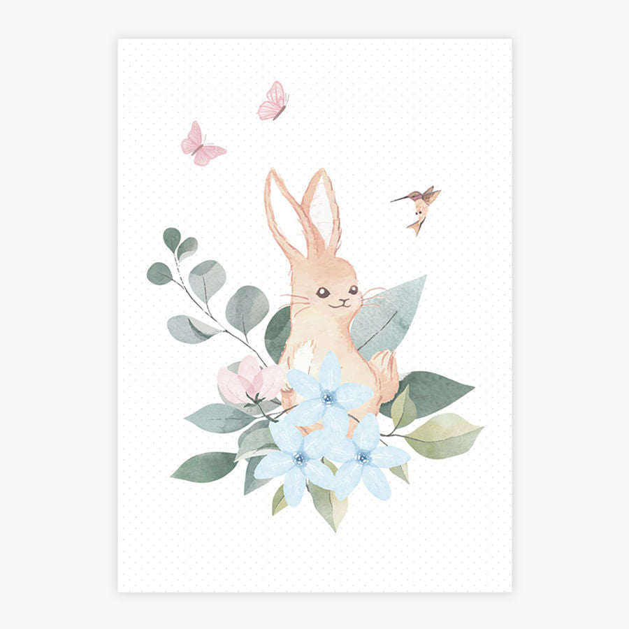 Quadro Infantil Coelho Jardim da Mali - Vertical