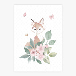Quadro Infantil Raposa Jardim da Mali - Vertical