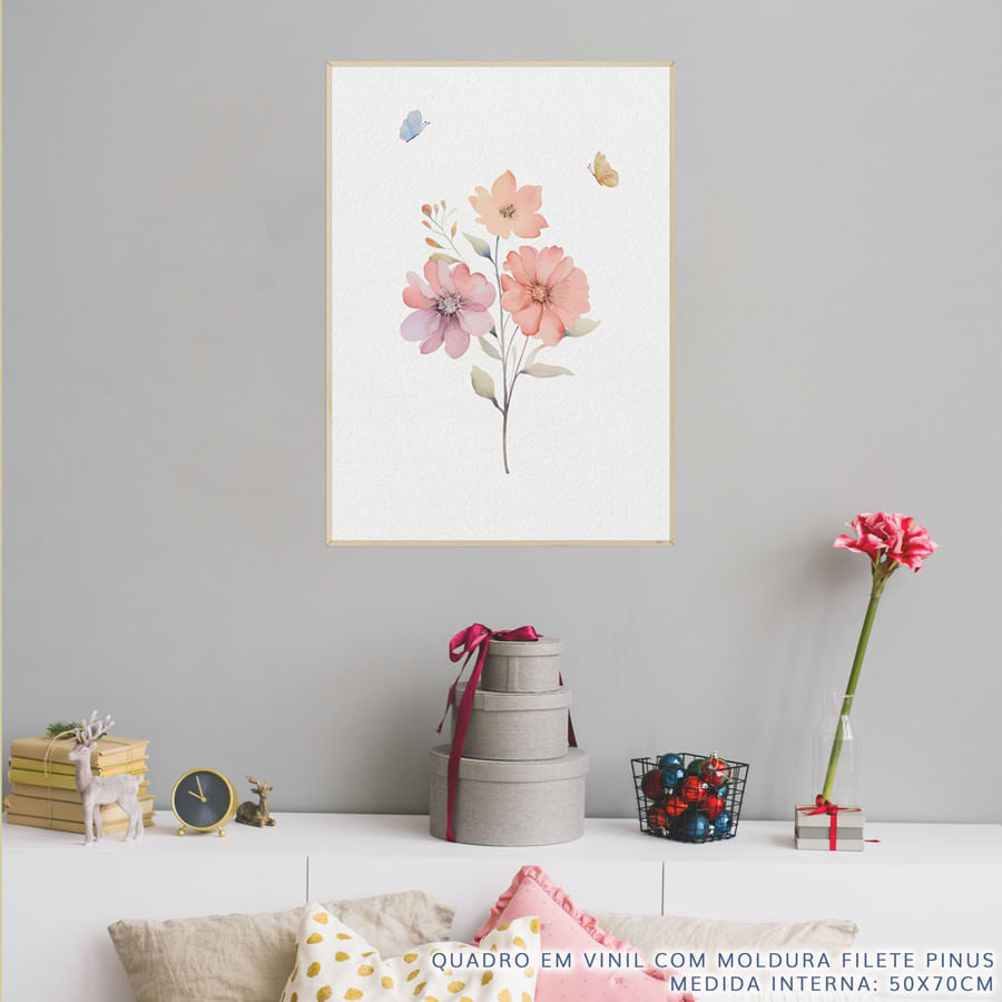 Quadro Infantil Flores Paris - Vertical