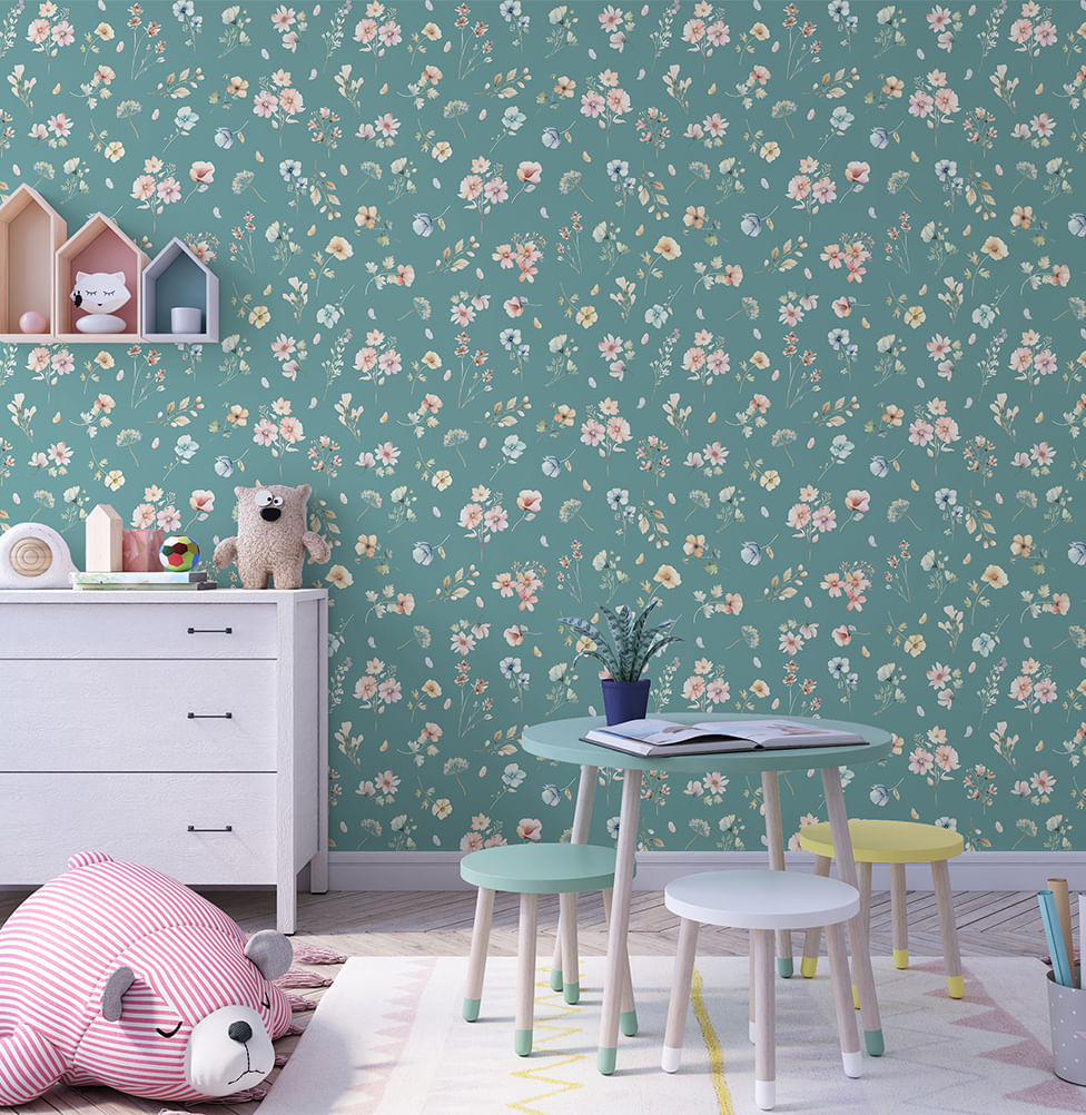 Papel de Parede Floral Paris Tiffany - Cor Única