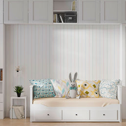 Papel de Parede Listra Com Folhas Paris Cru