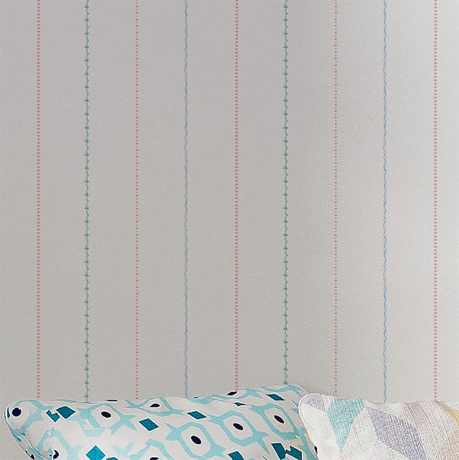 Papel de Parede Listra Com Folhas Paris Cru