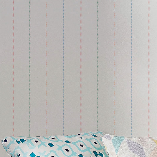 Papel de Parede Listra Com Folhas Paris Cru