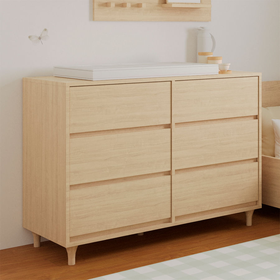 Cômoda de Bebê Haus Nature 6 Gavetas - Carvalho